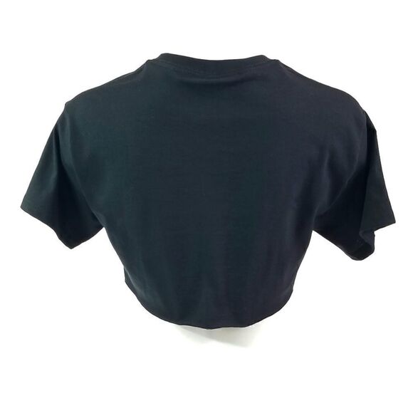 Kansas City Chiefs Double Script Retro Logo Black Cropped Crop Top Football Tee - Picture 4 of 5